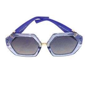 WOMEN'S ROYAL BLUE & GOLD ACCENT OCTAGON FASHION SUNGLASSES
